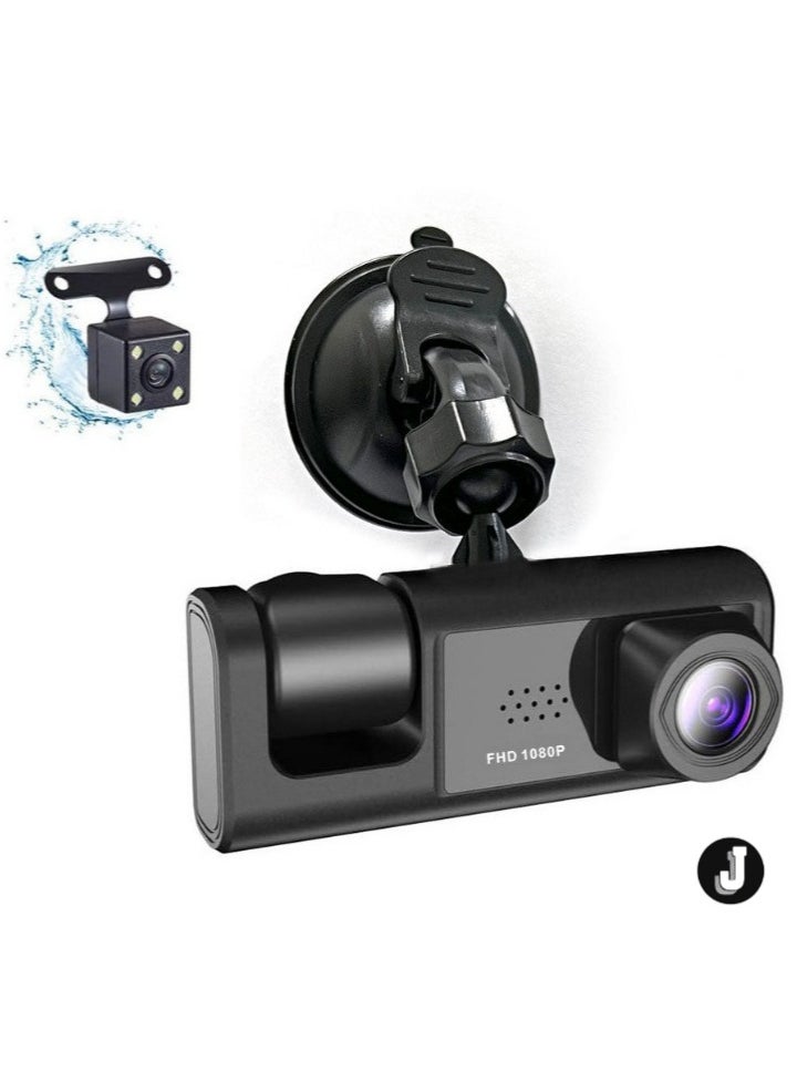 JAJEEK "NEW 3-Channel Car Dash Camera – 130° Wide Angle, 1296x1080P Front, Inside & Rear Cameras"  - Image 1