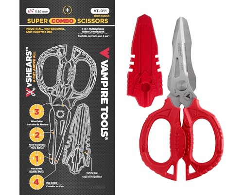 VAMPLIERS 6.3" Compact Heavy Duty Electrician Scissors. Made in Japan. 4-in-1 Multipurpose Blades. - Image 1