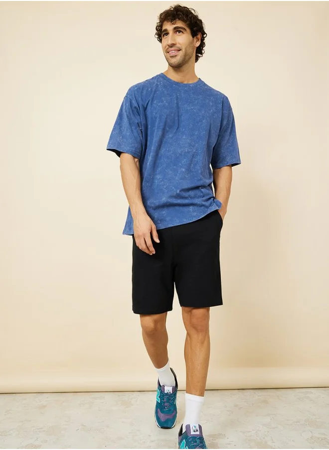 ستايلي Regular Fit Solid Knit Shorts with Drawstring Waistband