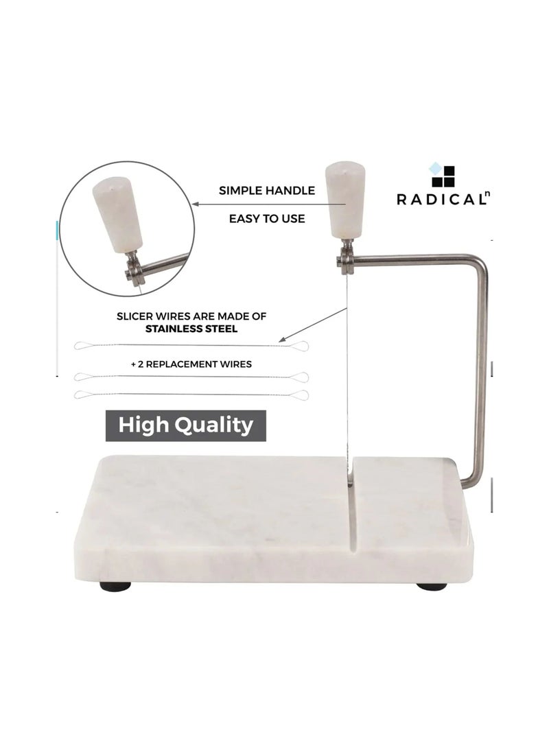 RADICALn Radicaln Marble Cheese Slicer White 8"x5" Inch Cheese Cutter Handmade Cutting Board With Wire - Multi Purpose Kitchen Gadgets Soft Food Slicer Vegetable Cutter - Comes With 4 Replacement Wires  - Image 5