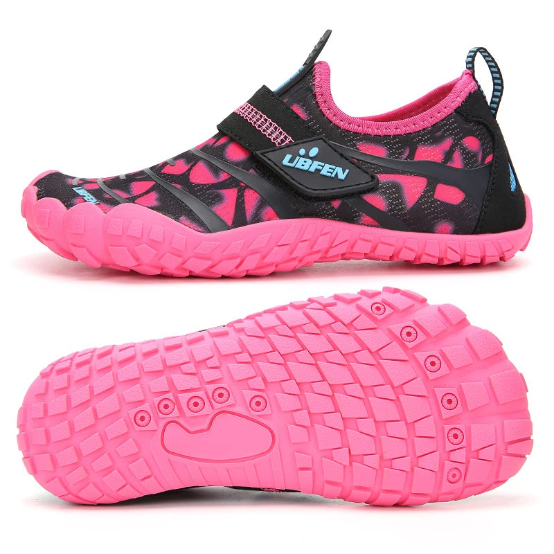 UBFEN Water Shoes for Kids Boys Girls Aqua Socks Barefoot Beach Sports Swim Pool Quick Dry Lightweight Toddler Little Big Kid A Pink 4 Big Kid - Image 1
