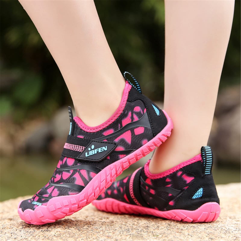 UBFEN Water Shoes for Kids Boys Girls Aqua Socks Barefoot Beach Sports Swim Pool Quick Dry Lightweight Toddler Little Big Kid A Pink 4 Big Kid - Image 5
