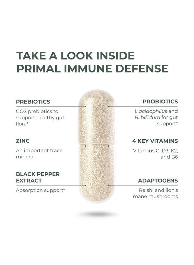 Primal Harvest Primal Harvest Primal Immune Defense 10-in-1 Immune Defense Supplement: with 7 Billion CFU Probiotics, Zinc, Vitamins C, B6, D3, K2 - Immune Boosters for Adults 60 Capsules (1 Pack)  - Image 4