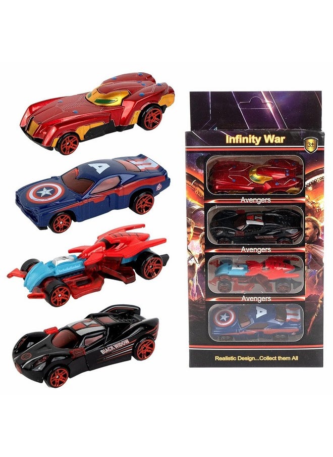 Sky Tech Sky Tech® Mini Metal Car for Kids, Avenger Car Pack of 4 Mini Racers Series Diecast Cars Suitable for Children, Movie Vehicle Racing Cars for Competition and Story Play - Multicolor  - Image 1