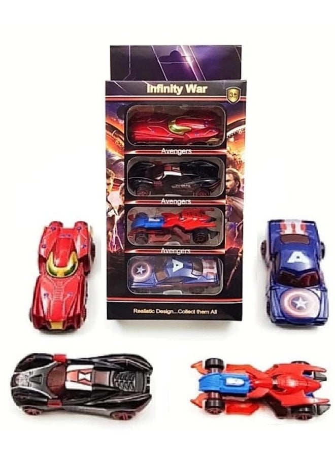 Sky Tech Sky Tech® Mini Metal Car for Kids, Avenger Car Pack of 4 Mini Racers Series Diecast Cars Suitable for Children, Movie Vehicle Racing Cars for Competition and Story Play - Multicolor  - Image 4