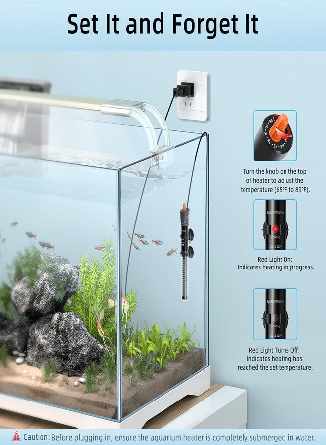 HiTauing Aquarium Heater 100W, Adjustable Knob Fish Tank Heater with 2 Powerful Suction Cups, Submersible Betta/Turtle Tank Heater for Freshwater and Saltwater Tanks - Image 2