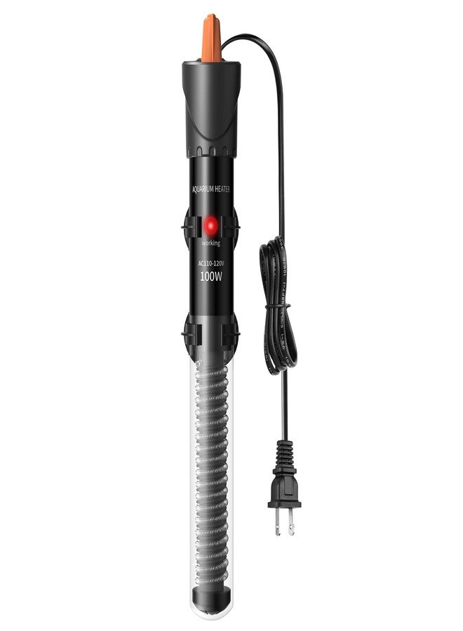HiTauing Aquarium Heater 100W, Adjustable Knob Fish Tank Heater with 2 Powerful Suction Cups, Submersible Betta/Turtle Tank Heater for Freshwater and Saltwater Tanks - Image 1