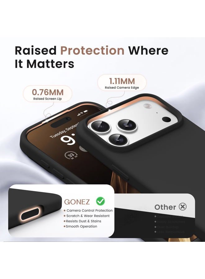 GONEZ Magnetic for iPhone 17 Pro Max Case, Compatible with MagSafe, [Screen Protector + Camera Lens Protector], Liquid Silicone Anti-Scratch Shockproof Protective Phone Case 6.9 inch, Black - Image 3