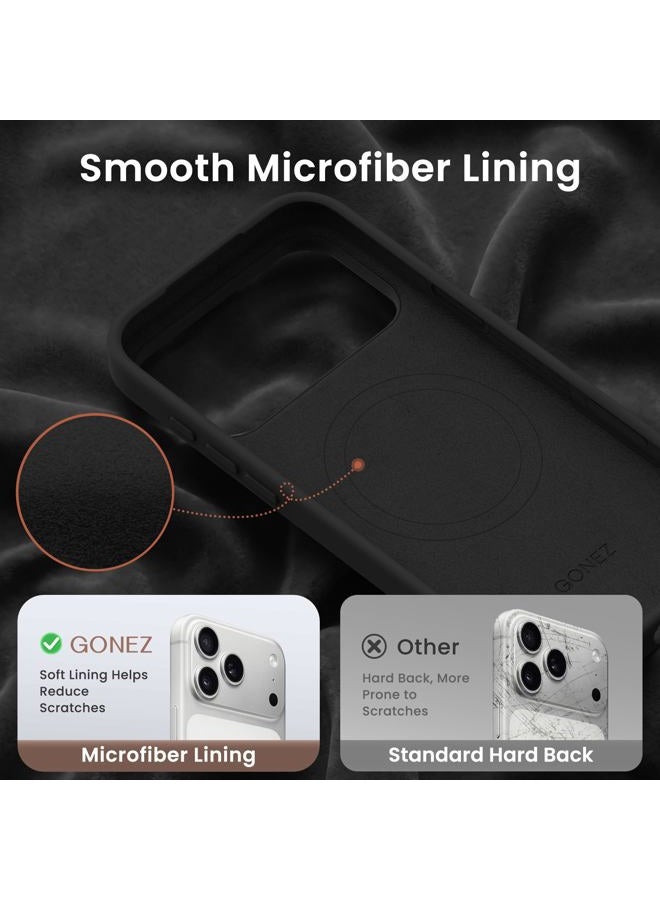 GONEZ Magnetic for iPhone 17 Pro Max Case, Compatible with MagSafe, [Screen Protector + Camera Lens Protector], Liquid Silicone Anti-Scratch Shockproof Protective Phone Case 6.9 inch, Black - Image 5