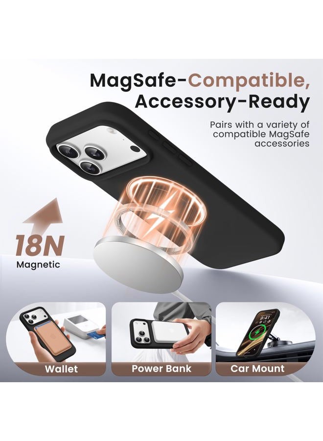 GONEZ Magnetic for iPhone 17 Pro Max Case, Compatible with MagSafe, [Screen Protector + Camera Lens Protector], Liquid Silicone Anti-Scratch Shockproof Protective Phone Case 6.9 inch, Black - Image 2