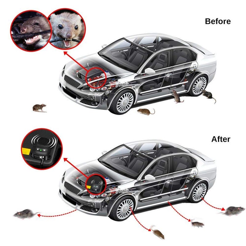 Loraffe Under Hood Rodent Repellent for Car Engines, 12V 24V Ultrasonic Mouse Deterrent with LED Strobe Lights â€“ Mice and Rat Repeller for Truck, RV, Vehicle Engine Protection, Pack of 2 - Image 3