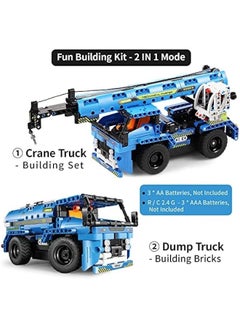 Generic Remote Control Building Toys for 7-9 Year Old Boys, 2-in-1 Technic Vehicle Building Kits for Kids 8-12, Construction Erector Set Crane Truck Build Model for Boys Girls  - Image 2