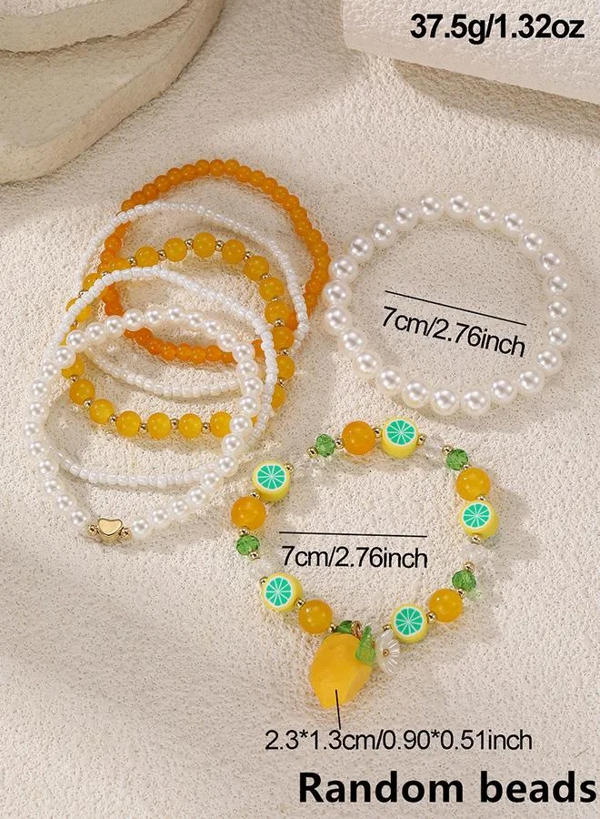 Take Two  Take Two 7pcs Lemon Pendant Beaded Bracelet Set for Women | Best Price UAE