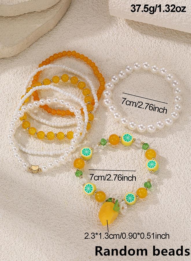 Take Two 7pcs Lemon Pendant Beaded Bracelet Set - Image 4