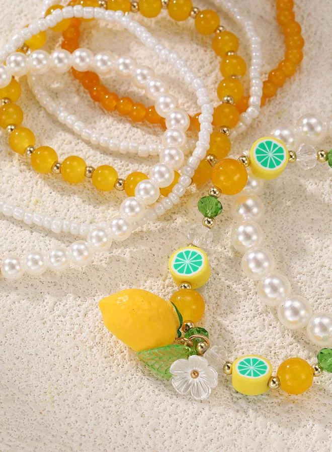 Take Two  Take Two 7pcs Lemon Pendant Beaded Bracelet Set for Women | Best Price UAE