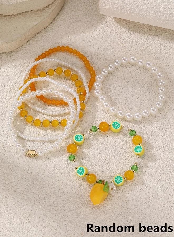 Take Two  Take Two 7pcs Lemon Pendant Beaded Bracelet Set for Women | Best Price UAE