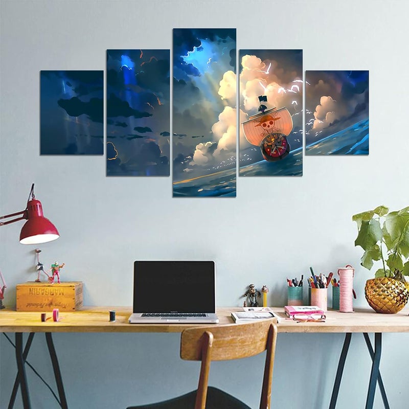 KAIWALK Anime One Piece Poster The Straw Hat Pirates Thousand Sunny Print on Canvas Painting Wall Art for Living Room Decor Boy Gift (Unframed, Q-One piece 2) - Image 3