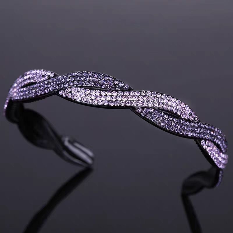Generic Elegant Full-Diamond Fashion Wide Headband Violet