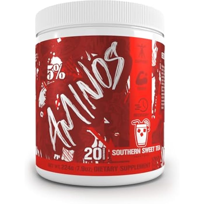 5% Nutrition Code Red Aminos BCAA & EAA Post Workout Recovery Powder | Full Spectrum Essential Amino Acid Complex for Men & Women (Southern Sweet Tea) - Image 1