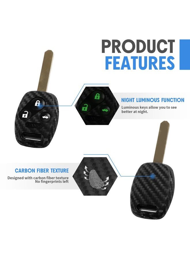 Worcas Key Fob Case Carbon Fiber Pattern Silicone Cover Compatible with Honda Accord Civic CR-V CR-Z CROSSTOUR FIT Insight Odyssey Pilot Ridgeline 3 4 Button Keyless Entry Remote - Image 3