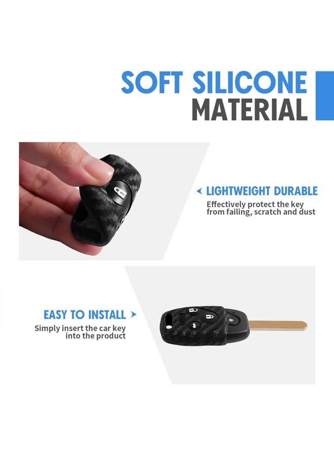 Worcas Key Fob Case Carbon Fiber Pattern Silicone Cover Compatible with Honda Accord Civic CR-V CR-Z CROSSTOUR FIT Insight Odyssey Pilot Ridgeline 3 4 Button Keyless Entry Remote - Image 4