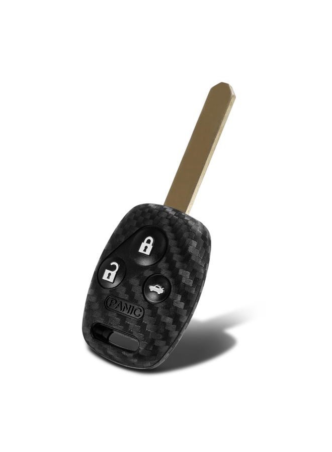 Worcas Key Fob Case Carbon Fiber Pattern Silicone Cover Compatible with Honda Accord Civic CR-V CR-Z CROSSTOUR FIT Insight Odyssey Pilot Ridgeline 3 4 Button Keyless Entry Remote - Image 1