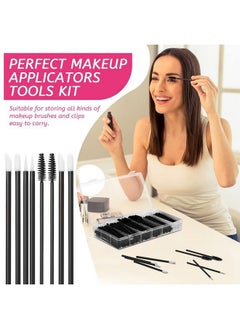 Maitys 263 Pieces Disposable Makeup Applicators Kit Includes 50 Disposable Eyeliner Brushes 100 Lipstick Applicators Lip Wands 112 Mascara Wands Eyelash Brush With Plastic Organizer Box  - Image 3