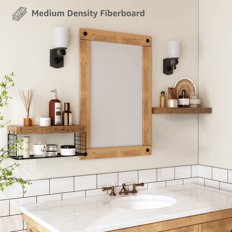 QEEIG Bathroom Shelves Over Toilet - Wall Mounted Floating Shelves Toilet Paper Storage Small Farmhouse Decor Shelf 16 inch Set of 2, Rustic Brown (019-BN2) - Image 5