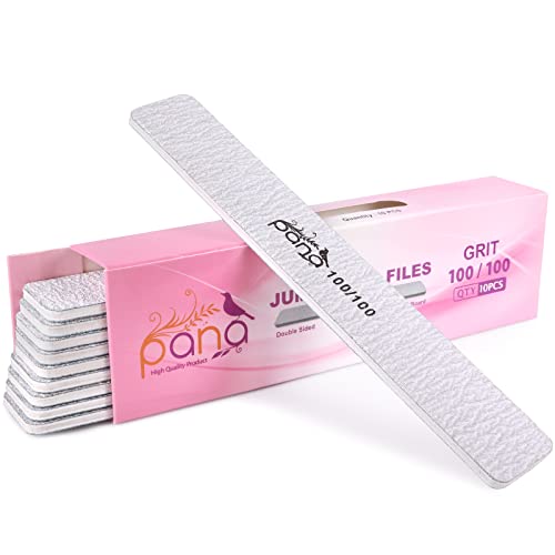 Pana 10PCS Jumbo Size PANA Professional Double Sided Nail Files Zebra 100100 Grit Emery Board Nail Buffering File Manicure Pedicure Nail Polisher Washable - Image 1