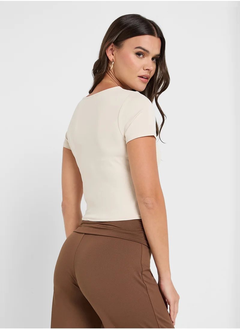 Ginger Basics Seamless Square Neck Fitted Top