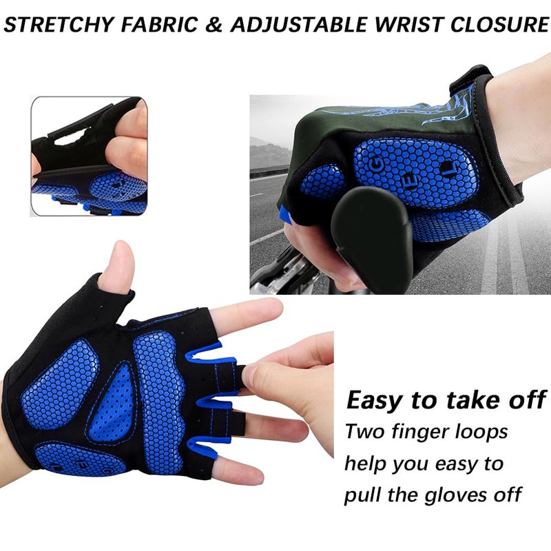 MOREOK Cycling Gloves Bike Gloves for Men/Women-[5MM Gel Pad] Half Finger Bicycle Biking Gloves for Cycling/Weight Lifting/Gym/Motorcycle/Rowing/Outdoor Sports-050-BLUE-L - Image 4