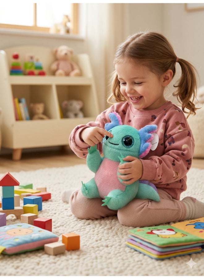 Fluffmals لعبة حيوانات محشوة فلوفمالز - أكسولوت 15 سم | لعبة محشوة صغيرة لطيفة للأطفال | ناعمة للغاية وقابلة للعناق | لعبة ناعمة مناسبة للسفر للأطفال والرضع - Image 3