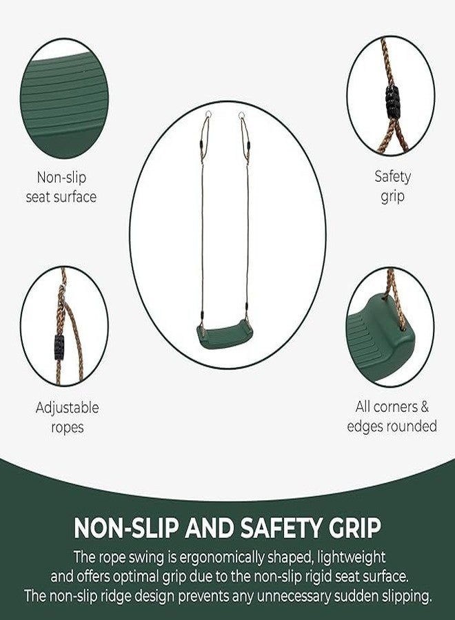 REZNOR Kids Indoor Outdoor Plastic Swing Seat with Hight Adjustable Rope Strong Tree Swing for Playground Backyard Holds 120Kg for 3-12 Years Kids Children (Green) - Image 4