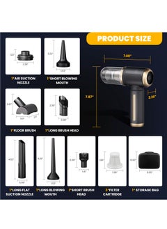 Necomi Car Vacuum Portable Cordless Vacuum Cleaner,14000Pa Suction Power,4-in-1 Handheld Vacuum Cleaner,Rechargeable Dust Collector Hand Vacuum Cleaner,For Car Interior,Home,Pet Hair,Camping  - Image 3