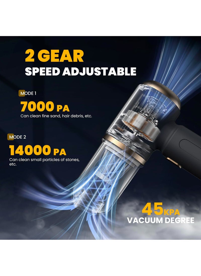 Necomi Car Vacuum Portable Cordless Vacuum Cleaner,14000Pa Suction Power,4-in-1 Handheld Vacuum Cleaner,Rechargeable Dust Collector Hand Vacuum Cleaner,For Car Interior,Home,Pet Hair,Camping  - Image 2