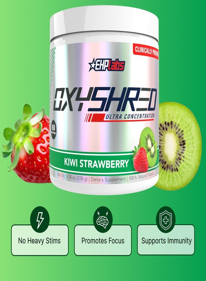 EHP Labs OxyShred Pre Workout Powder - Preworkout Powder with L Glutamine & Acetyl L Carnitine, Energy Boost Drink - Kiwi Strawberry, 60 Servings - Image 4