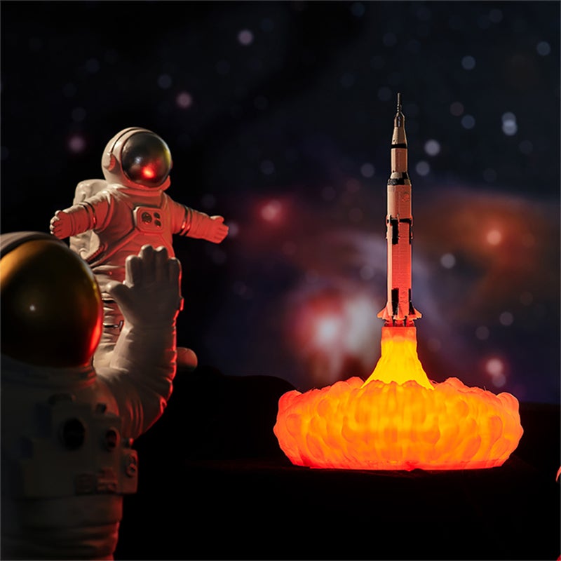 3D Printing Rocket Desk Lamp Bedside Table Lamp Warm LED Night Light USB Rechargeable Home Decoration Adult Kids Gift - Image 3