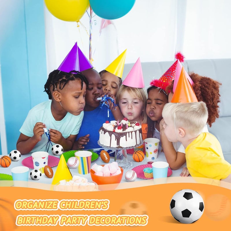 Civaner 100 Pieces Mini Stress Balls Bouncy Foam Sports Balls Including Basketball Soccer Ball Baseball Football for Sports Party Favors Mini Footballs Party FavorsSmall - Image 5