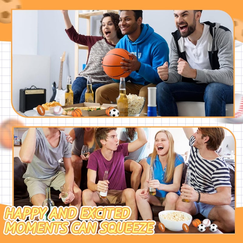 Civaner 100 Pieces Mini Stress Balls Bouncy Foam Sports Balls Including Basketball Soccer Ball Baseball Football for Sports Party Favors Mini Footballs Party FavorsSmall - Image 4