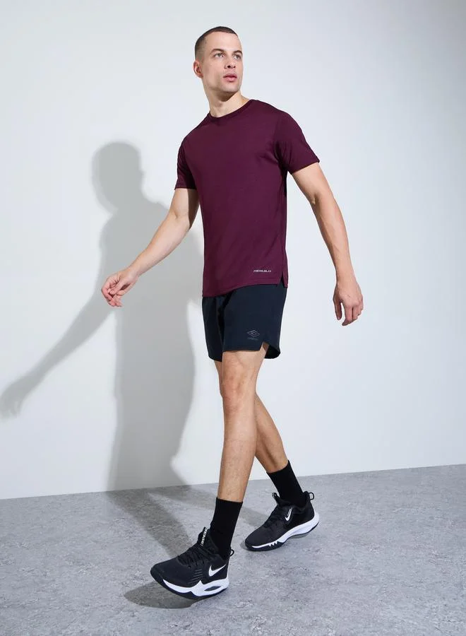 Styli Men Maroon Graphic Print Side Slit Regular Fit T-Shirt
