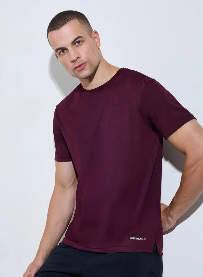 Styli Men Maroon Graphic Print Side Slit Regular Fit T-Shirt
