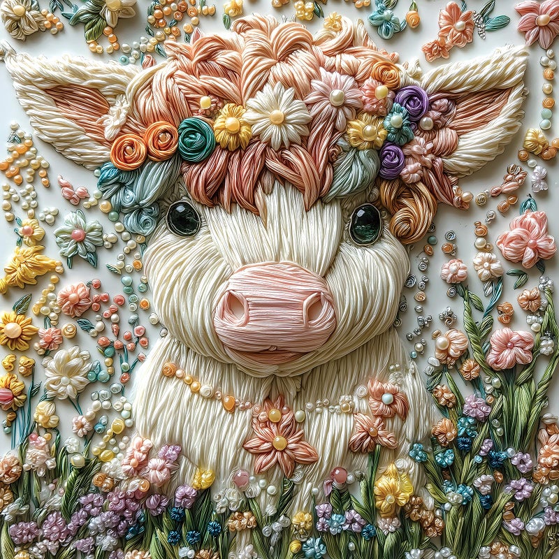 MINIWAN Crystal Highland Cow 500 Piece Puzzles for Adults Cute Cow Flower Animal Jigsaw Puzzles 500 Pieces Highland Cow Diamond Art Difficult Unique Family Challenging Puzzle 20x20 - Image 2