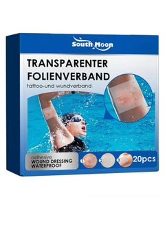 SOUTH MOON 20Pcs Transparenter Folienverband Adhesive Wound Dressing Waterproof Bandage First Aid Adhesive Bandage Band Aid Sticking Plaster Transparent Waterproof Skin Protectors Stretch Adhesive Bandage  - Image 1