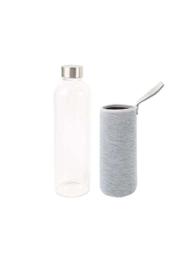 DANUBE HOME Danube Essential Borosilicate Glass Sport Bottle 900ml Durable And Stylish With Grey Cloth Sleeve Perfect For Hydration On-The-Go 900ml 8.8 X 8.8 X 29cm  - Image 3