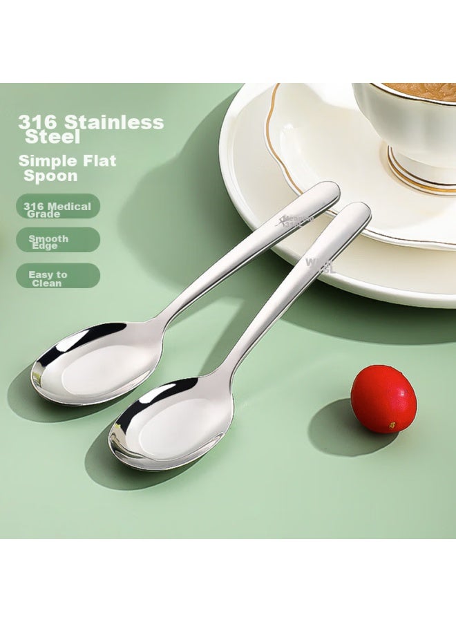 GRASEY Guangyi 316l Stainless Steel Soup Ladle, Large Serving Spoon, Flat Bottom Spoon, Dining Spoon, Children's Rice Spoon, 2-piece Set, Gy8550 - Image 1