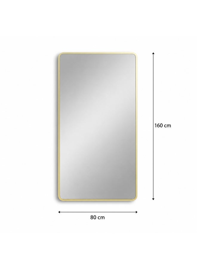 alsaada home Rectangular Wall Mounted Decor Mirror with Metal Frame, 160x80 cm - Gold - Image 3