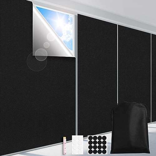 FADOTY Blackout Curtains for Bedroom, Portable 100% Black Out Window Cover Film, Cuttable Blackout Shades Fabric Sheet, No Drill Window Blinds, Sun Heat Light Blocker for Travel Media Dorm, 57'' W - Image 1