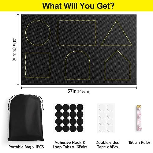 FADOTY Blackout Curtains for Bedroom, Portable 100% Black Out Window Cover Film, Cuttable Blackout Shades Fabric Sheet, No Drill Window Blinds, Sun Heat Light Blocker for Travel Media Dorm, 57'' W - Image 4