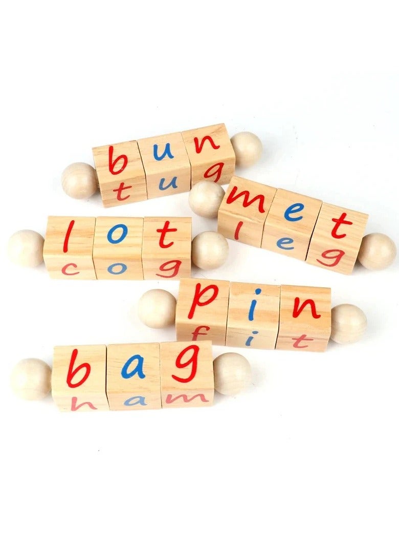 Wooden Reading Blocks Short Vowel Spelling Games - Image 3
