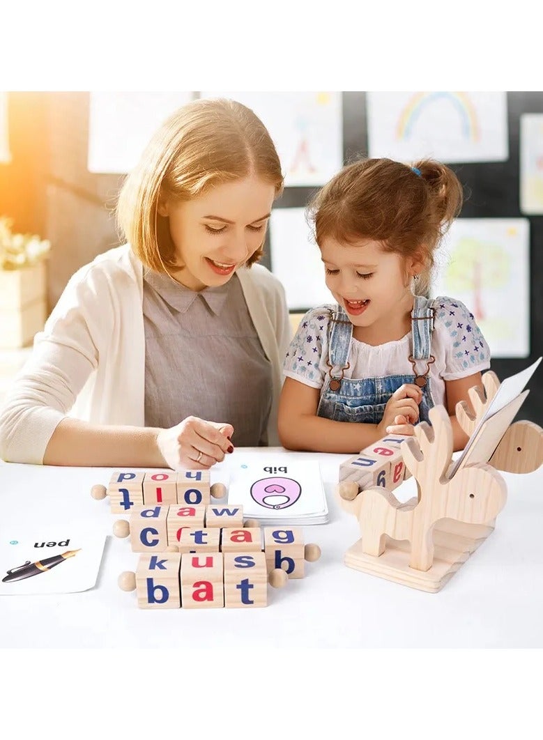 Wooden Reading Blocks Short Vowel Spelling Games - Image 4